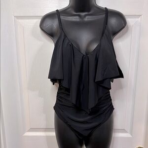 Black one piece swim suit, size small, NWOT.